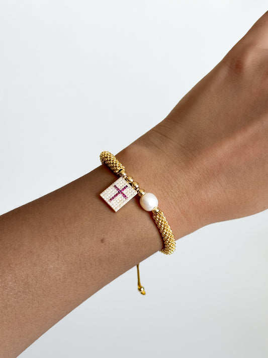 Pulsera Cruz Rosa